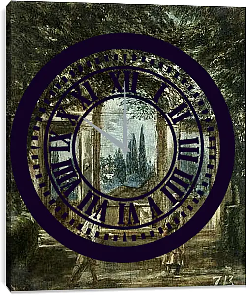 Часы картина - The Medici Gardens in Rome. Диего Веласкес