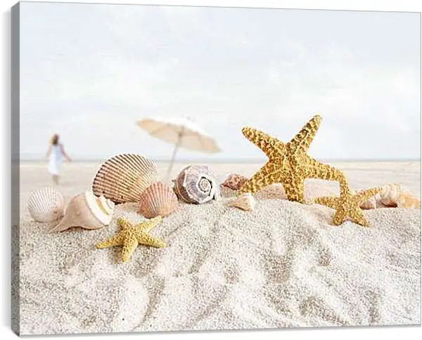 Постер на подрамнике - Пляж и морские звезды