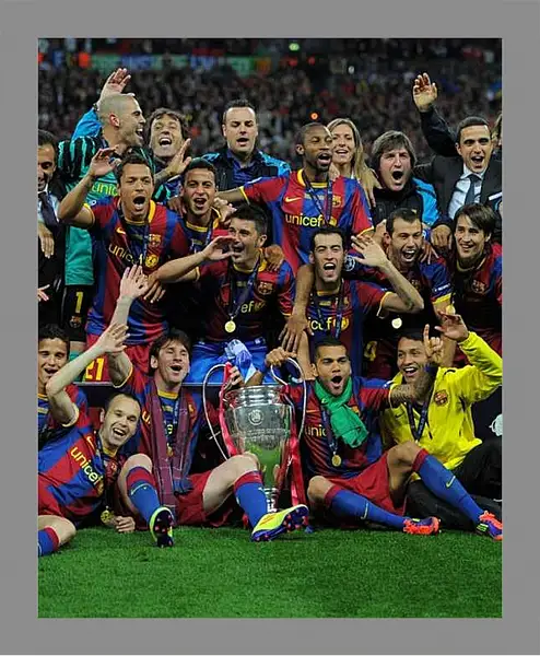 Картина в раме - Победа в Лиге Чемпионов 2011. ФК Барселона. FC Barcelona
