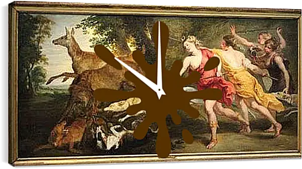 Часы картина - Diana Huntress and Her Nymphs. Питер Пауль Рубенс