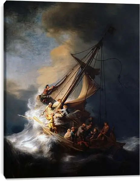 Постер на подрамнике - Христос во время шторма на море Галилейском. Рембрандт