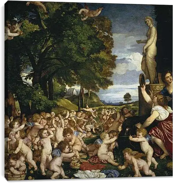 Постер на подрамнике - Поклонение Венере. Тициан Вечеллио