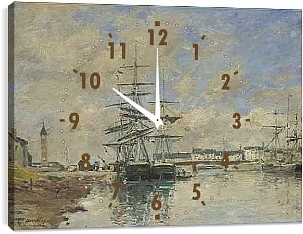 Часы картина - Deauville Harbour. Эжен Буден