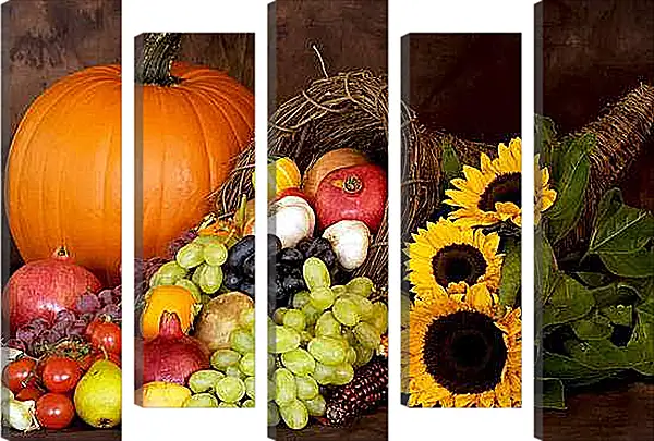 Модульная картина - Тыква и подсолнухи. Щедрый урожай.