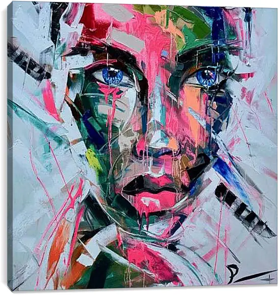 Постер на подрамнике - Девушка красками