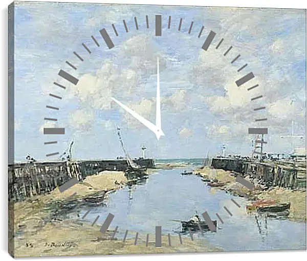 Часы картина - The Entrance to Trouville Harbour. Эжен Буден