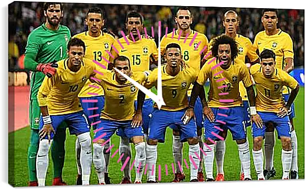 Часы картина - Фото перед матчем сборной Бразилии по футболу
