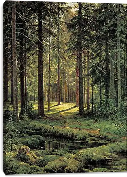 Постер на подрамнике - Хвойный лес. Солнечный день. Иван Шишкин