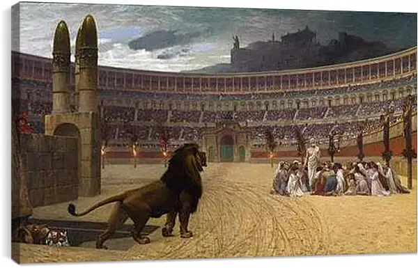 Постер на подрамнике - Christian martyrs - Последняя молитва христианских мучеников. Жан-Леон Жером