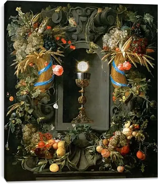 Постер на подрамнике - Потир и гостия с гирляндами. Ян Хем Давидс Де