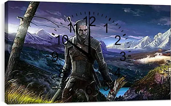 Часы картина - The Witcher (Ведьмак), Геральт с трофеем в руках