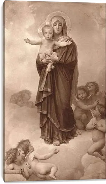 Постер на подрамнике - Notre Dame des Anges.Мария с Младенцем и ангелами. Адольф Вильям Бугро