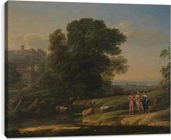 Постер на подрамнике - Landscape with Cephalus and Procris reunited by Diana. Лоррен Клод