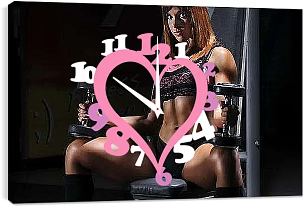 Часы картина - Работа с двумя гантелями