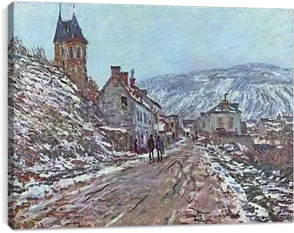 Постер на подрамнике - Street near Vetheuil in Winter. Клод Моне