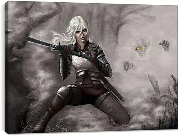 Постер на подрамнике - Цири с мечом