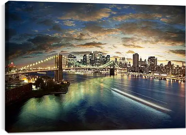 Постер на подрамнике - Ночной Нью-Йорк