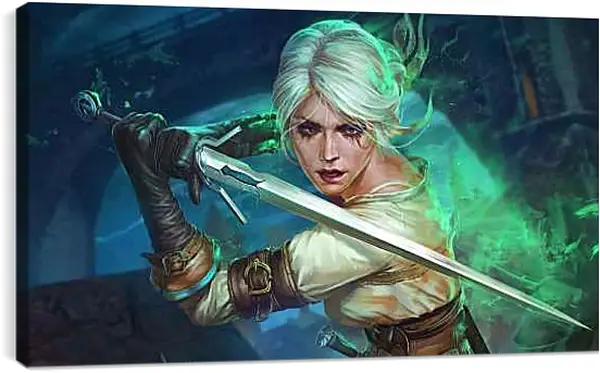 Постер на подрамнике - The Witcher (Ведьмак), Цирилла в боевой стойке