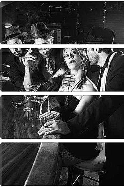 Модульная картина - Дама в окружении кавалеров