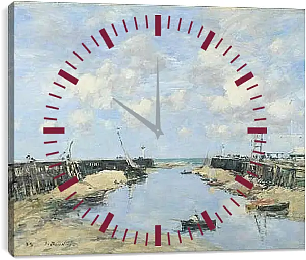 Часы картина - The Entrance to Trouville Harbour. Эжен Буден