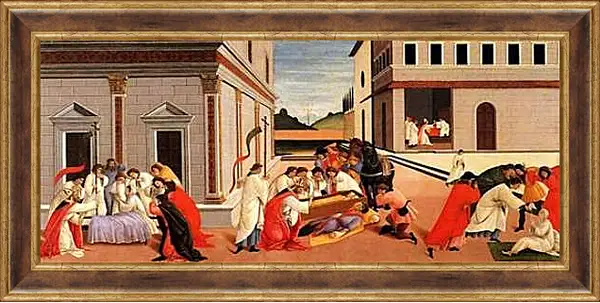Картина в раме - Three Miracles of Saint Zenobius. Сандро Боттичелли
