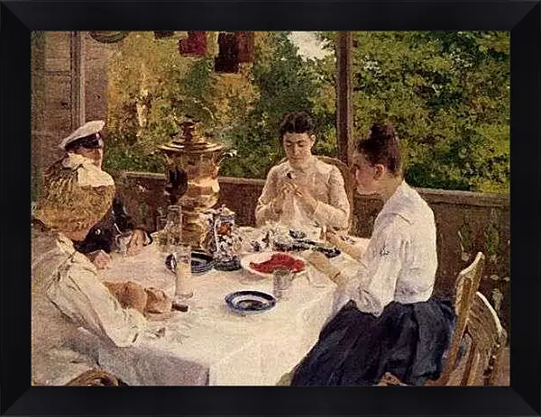 Картина в раме - За чайным столом. Коровин Константин