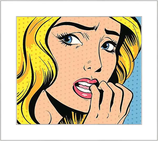 Картина в раме - Девушка переживает