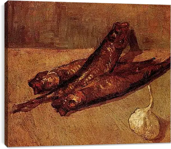 Постер на подрамнике - Still Life with Bloaters and Garlic. Винсент Ван Гог