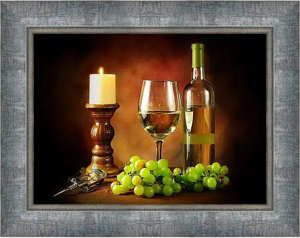 Картина в раме - Вечер, вино, отдых. Вечернее Вино.
