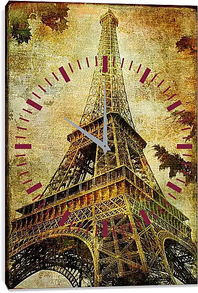 Часы картина - Париж эйфелева башня