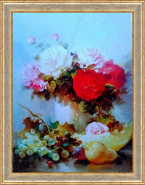 Картина в раме - Натюрморт и цветы