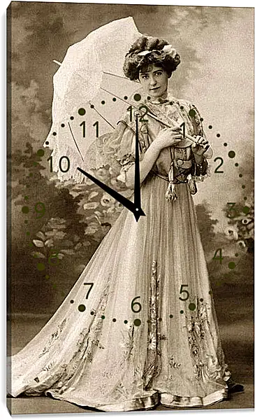 Часы картина - Девушка с зонтиком