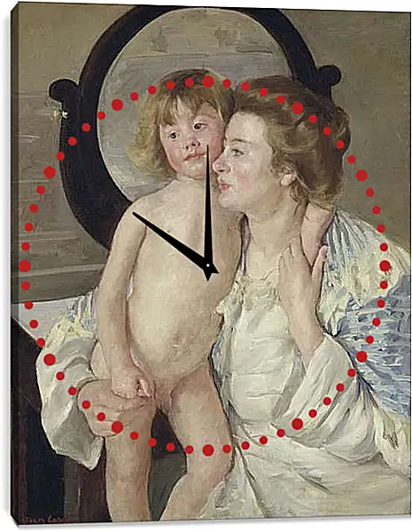 Часы картина - Мать и дитя (Овальное зеркало). Кэссетт (Кассатт) Мэри Стивенсон