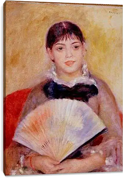 Постер на подрамнике - Girl with a Fan. Пьер Огюст Ренуар
