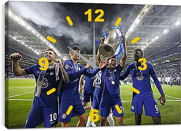 Часы картина - Победа в Лиге Чемпионов. ФК Челси. FC Chelsea