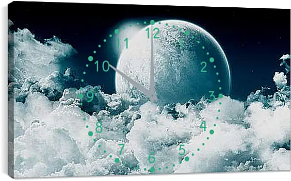 Часы картина - Белая Луна