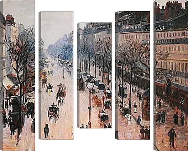 Модульная картина - Бульвар Монмартр зимним утром. Камиль Писсарро