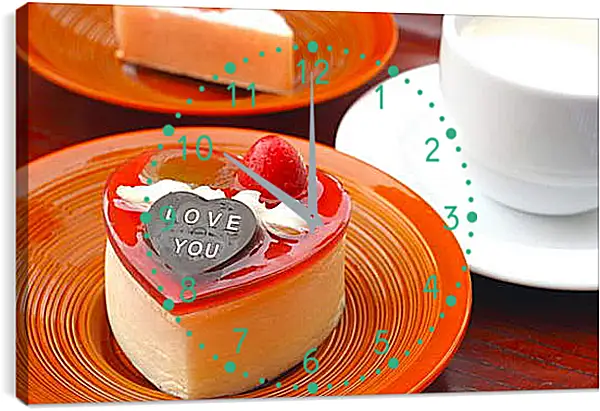 Часы картина - Десерт с надписью I love you