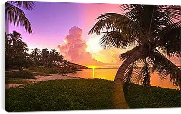 Постер на подрамнике - Закат на Гаити