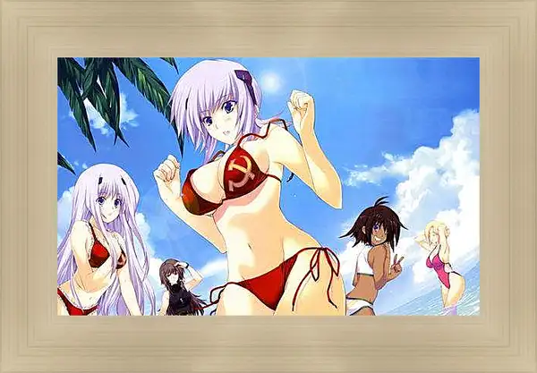 Картина в раме - Девчонки на пляже