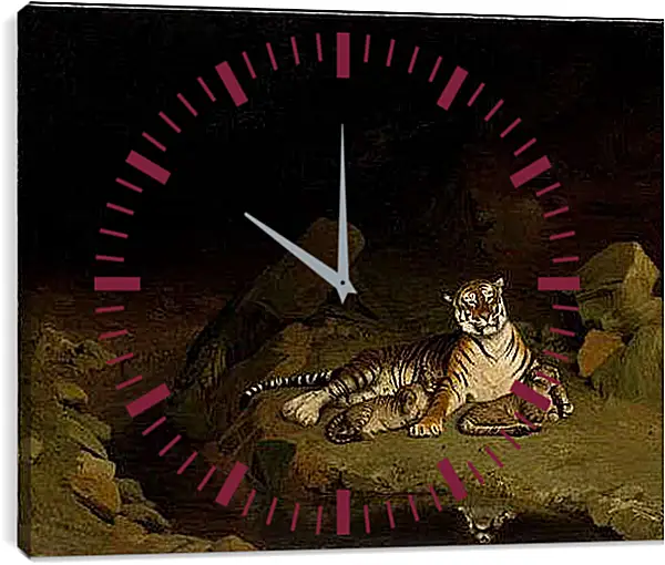 Часы картина - Tiger and Cubs - Тигр и детеныши. Жан-Леон Жером