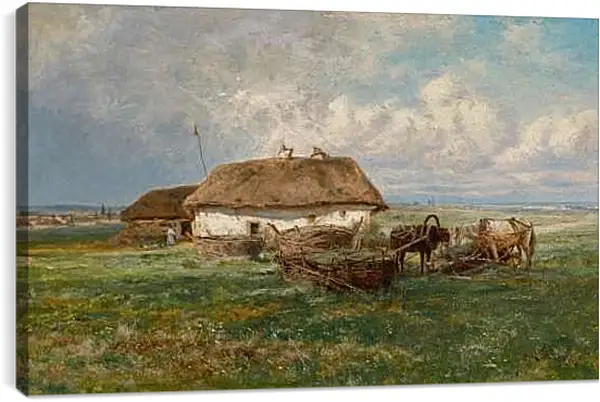 Постер на подрамнике - Усадьба с лошадьми. Иосиф Евстафиевич Крачковский