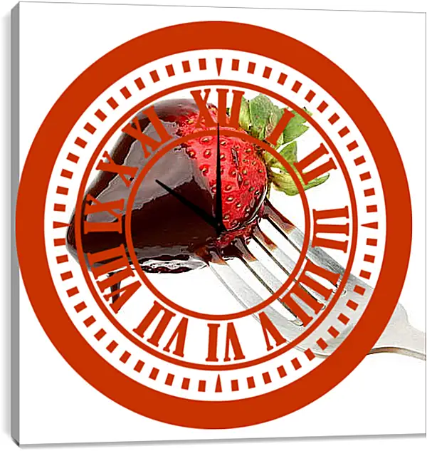 Часы картина - Клубника на вилке
