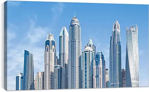 Постер на подрамнике - Небоскрёбы под голубым небом. Дубай