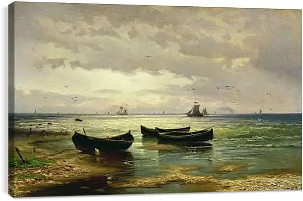 Постер на подрамнике - Взморье. Рыбацкие лодки. Ефим Волков