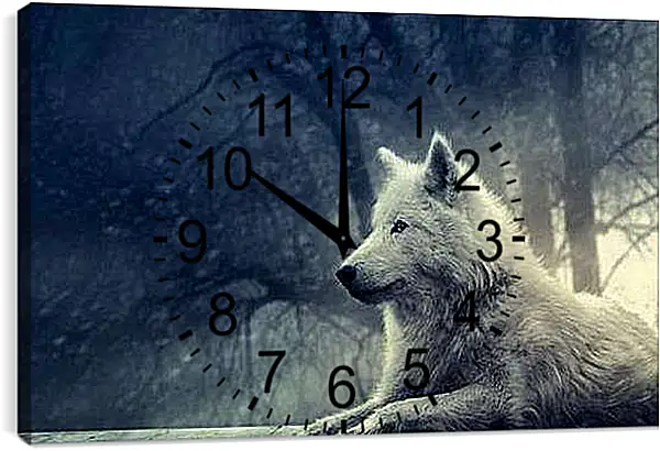 Часы картина - wolf - волк