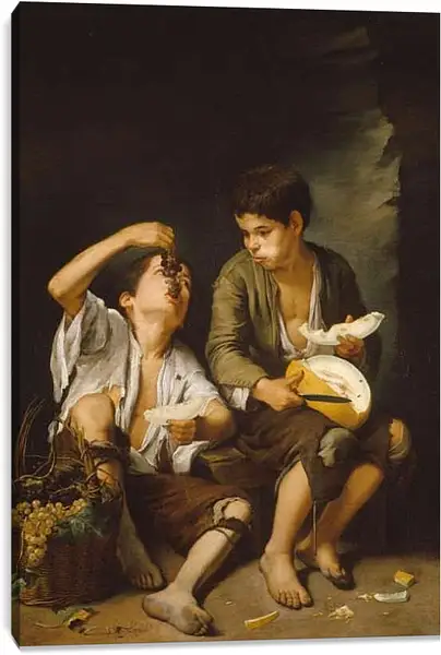 Постер на подрамнике - Едоки дыни и винограда. Бартоломе Эстебан Мурильо