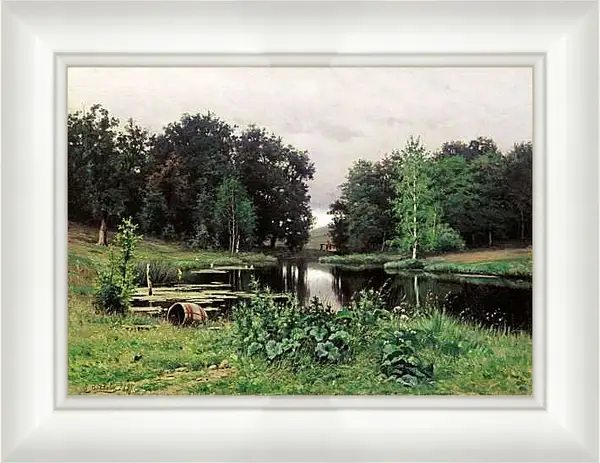 Картина в раме - Пейзаж с прудом. Ефим Волков
