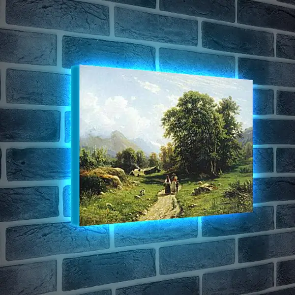Лайтбокс световая панель - Швейцарский пейзаж. Иван Шишкин