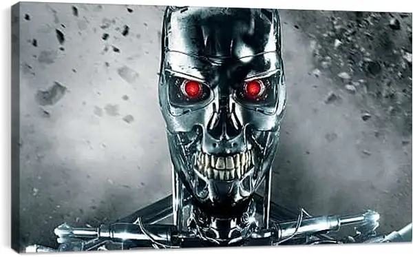 Постер на подрамнике - Металлический череп и глаза. Терминатор